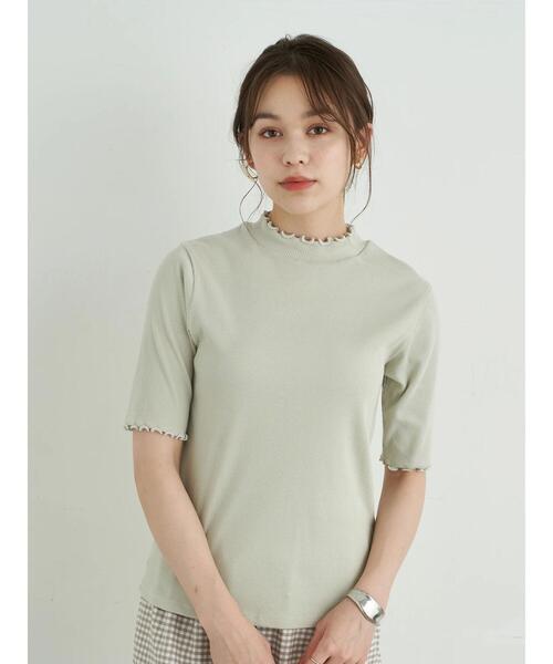 earth music&ecology（アースミュージックアンドエコロジー）の「ハイネックメローリブプルオーバー(半袖) ＊（Tシャツ/カットソー・レディース・ブラック/ピンクベージュ/ネイビー/モカ/アイボリー/ミント・M/S）」の13枚目の写真