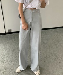 ハイウエストストレッチデニムセミワイドパンツ