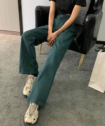 ハイウエストストレッチデニムセミワイドパンツ
