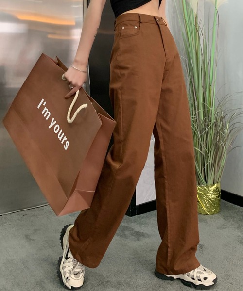 ABITOKYO(アビトーキョー)の「ハイウエストストレッチデニムセミワイドパンツ(デニムパンツ・レディース・ホワイト/ブラック/チャコールグレー/ベージュ/ブルー/ライトブルー/インディゴブルー/パープル/ピンク/ミント/グレー/ダークグリーン/ブラウン/キャメル・S/M/L)」の15枚目の写真