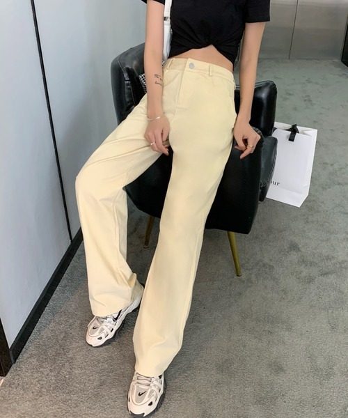 ABITOKYO(アビトーキョー)の「ハイウエストストレッチデニムセミワイドパンツ(デニムパンツ・レディース・ホワイト/ブラック/チャコールグレー/ベージュ/ブルー/ライトブルー/インディゴブルー/パープル/ピンク/ミント/グレー/ダークグリーン/ブラウン/キャメル・S/M/L)」の18枚目の写真