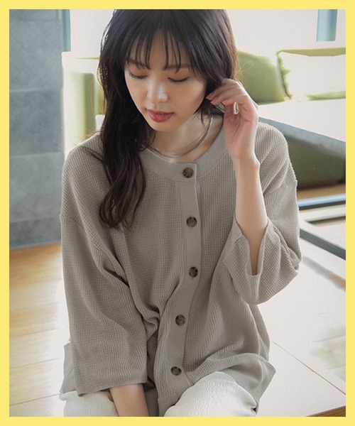 GLOBAL WORK(グローバルワーク)の「2WAYワッフルカーディガン/951741(カーディガン/ボレロ・レディース・ダークグレー/オフホワイト/ライトグレー/グレー/キナリ/グレー系その他・FREE)」の5枚目の写真