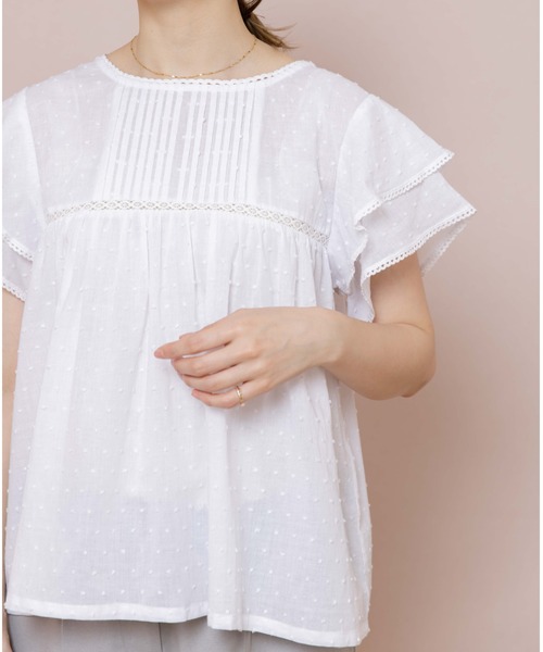 flower（フラワー）の「ピンタックフレアブラウス（シャツ/ブラウス・レディース・ホワイト/グレー・FREE）」の12枚目の写真