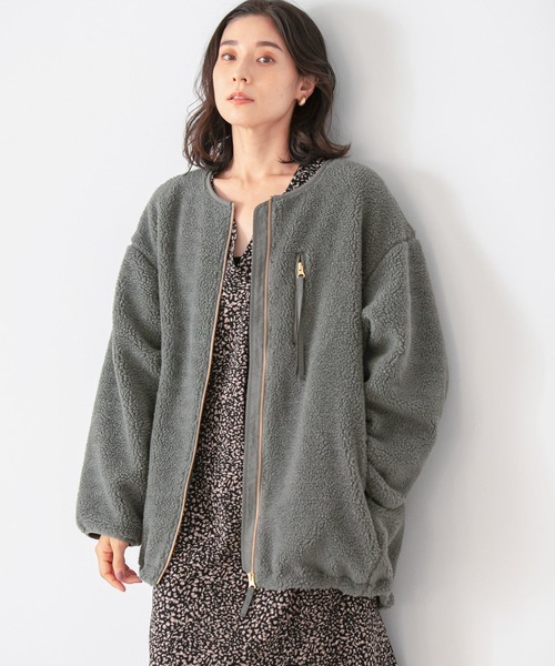 LEPSIM（レプシィム）の「パイピングボアジャケット　950917（ノーカラーコート・レディース・ブラック/カーキ/グレイッシュベージュ・FREE）」の12枚目の写真