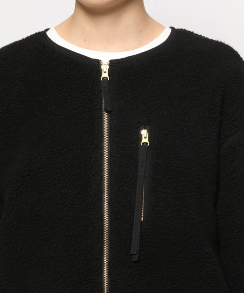 LEPSIM（レプシィム）の「パイピングボアジャケット　950917（ノーカラーコート・レディース・ブラック/カーキ/グレイッシュベージュ・FREE）」の18枚目の写真