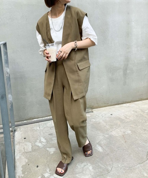 CIAOPANIC TYPY（チャオパニックティピー）の「【ZOZOTOWN限定】センタープレスタックスラックスパンツ（スラックス・レディース・ブラック/カーキ/モカ・ONE SIZE）」の9枚目の写真