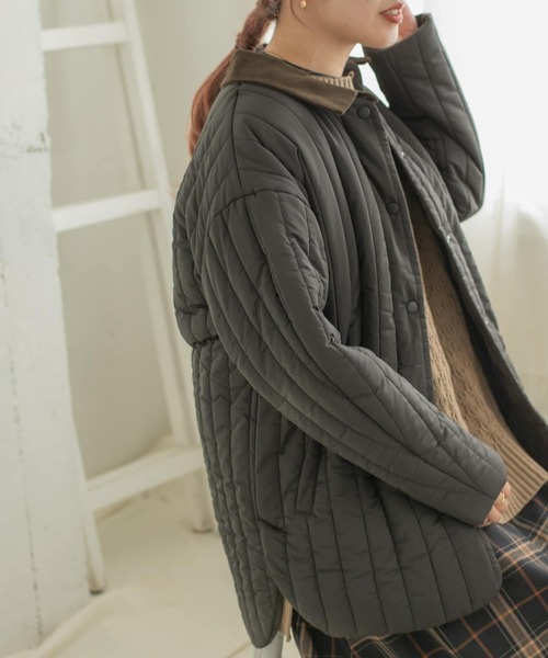 ITEMS URBANRESEARCH（アイテムズ アーバンリサーチ）の「中綿縦キルティングジャケット（その他アウター・レディース・チャコールグレー/ライトベージュ・FREE）」の8枚目の写真