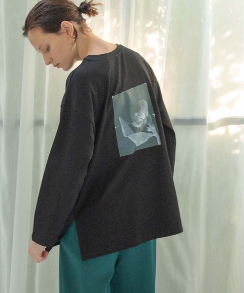 ANT(アント)の「オーガニックフォトロングスリーブTシャツ【ANT】(Tシャツ/カットソー・レディース・ベージュ/ブラック/ホワイト・FREE)」の1枚目の写真