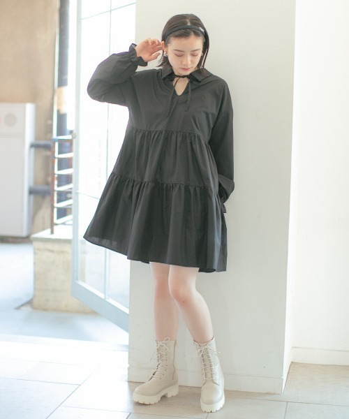 repipi armario（レピピ アルマリオ）の「キャンディースリーブティアードワンピース（ワンピース・キッズ・ライトベージュ/ダークブラウン/ブラック・SMALL/MEDIUM/LARGE）」の5枚目の写真