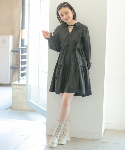 repipi armario（レピピ アルマリオ）の「キャンディースリーブティアードワンピース（ワンピース・キッズ・ライトベージュ/ダークブラウン/ブラック・SMALL/MEDIUM/LARGE）」の7枚目の写真