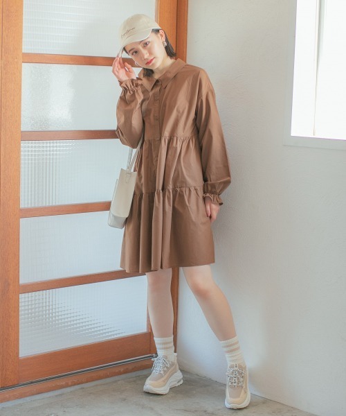 repipi armario（レピピ アルマリオ）の「キャンディースリーブティアードワンピース（ワンピース・キッズ・ライトベージュ/ダークブラウン/ブラック・SMALL/MEDIUM/LARGE）」の9枚目の写真