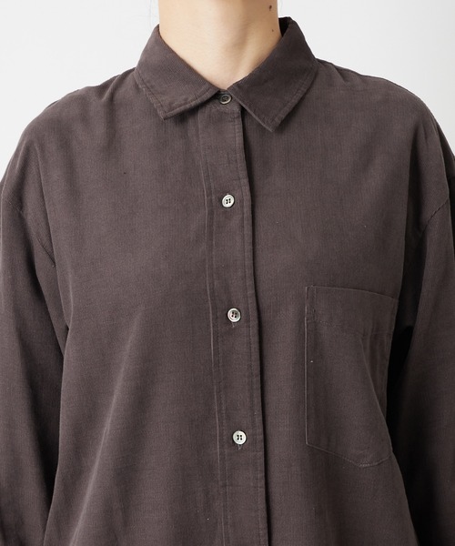 RIVE DROITE（リヴドロワ）の「幅広い雰囲気を楽しめる　細コールシャツワンピース（シャツワンピース・レディース・チャコールグレー/レッド/ベージュ・FREE）」の7枚目の写真