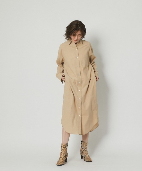 RIVE DROITE（リヴドロワ）の「幅広い雰囲気を楽しめる　細コールシャツワンピース（シャツワンピース・レディース・チャコールグレー/レッド/ベージュ・FREE）」の15枚目の写真