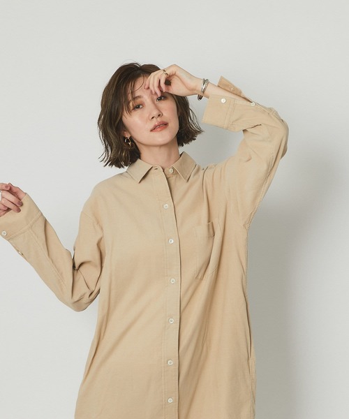 RIVE DROITE（リヴドロワ）の「幅広い雰囲気を楽しめる　細コールシャツワンピース（シャツワンピース・レディース・チャコールグレー/レッド/ベージュ・FREE）」の12枚目の写真