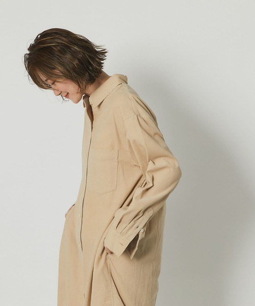 RIVE DROITE（リヴドロワ）の「幅広い雰囲気を楽しめる　細コールシャツワンピース（シャツワンピース・レディース・チャコールグレー/レッド/ベージュ・FREE）」の13枚目の写真