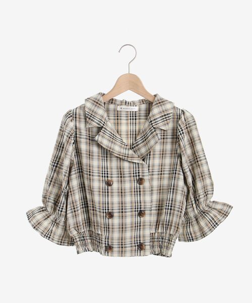 MAJESTIC LEGON(マジェスティックレゴン)の「チェックダブルボタンブラウス(シャツ/ブラウス・レディース・ブルー系その他4/ベージュ系その他2/ブラウン系その他2・MEDIUM/SMALL)」の2枚目の写真