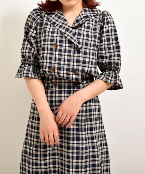 MAJESTIC LEGON(マジェスティックレゴン)の「チェックダブルボタンブラウス(シャツ/ブラウス・レディース・ブルー系その他4/ベージュ系その他2/ブラウン系その他2・MEDIUM/SMALL)」の8枚目の写真