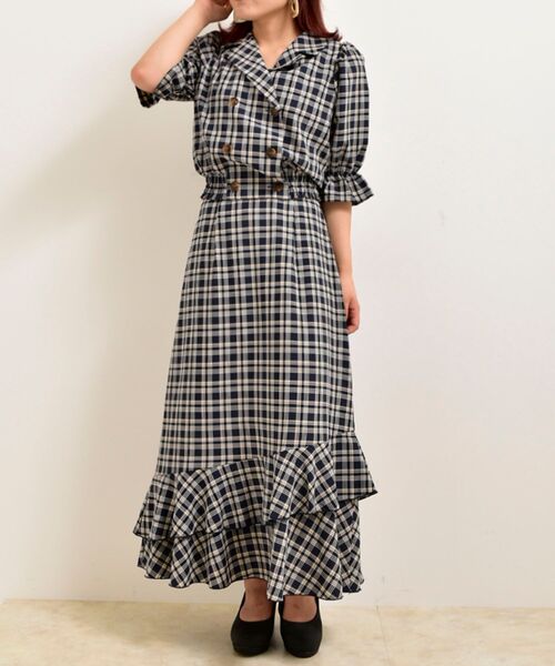 MAJESTIC LEGON(マジェスティックレゴン)の「チェックダブルボタンブラウス(シャツ/ブラウス・レディース・ブルー系その他4/ベージュ系その他2/ブラウン系その他2・MEDIUM/SMALL)」の11枚目の写真