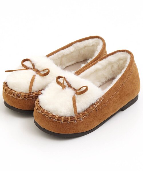 BREEZE（ブリーズ）の「ファーモカシン（モカシン/デッキシューズ・キッズ・ワインレッド/キャメル・15 /18/17/19/14/16）」の2枚目の写真