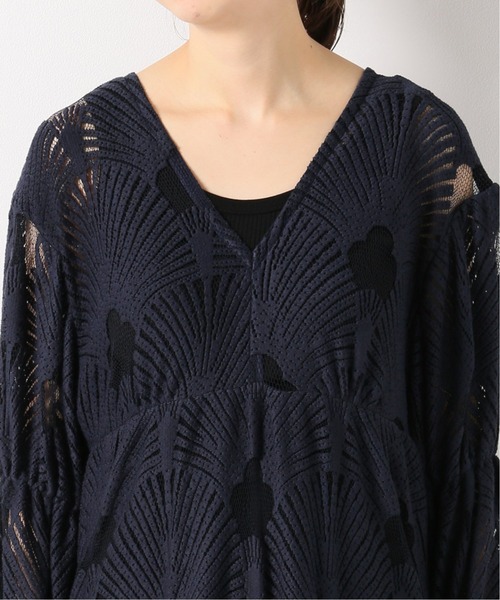 IENA LA BOUCLE(イエナラブークル)の「IENA LA BOUCLE リーフ柄レースティアードドレス◆(ワンピース・レディース・ネイビー・FREE)」の8枚目の写真