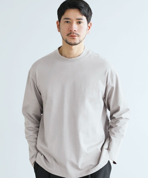 SPU（スプ）の「抗菌防臭シルケット風天竺長袖カットソー（Tシャツ/カットソー・メンズ・ホワイト/ブラック/アッシュブラウン/グレー・M/XL/L）」の6枚目の写真