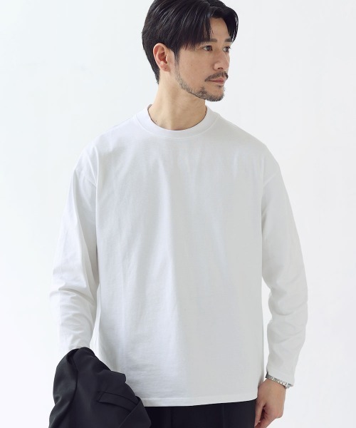 SPU（スプ）の「抗菌防臭シルケット風天竺長袖カットソー（Tシャツ/カットソー・メンズ・ホワイト/ブラック/アッシュブラウン/グレー・M/XL/L）」の7枚目の写真