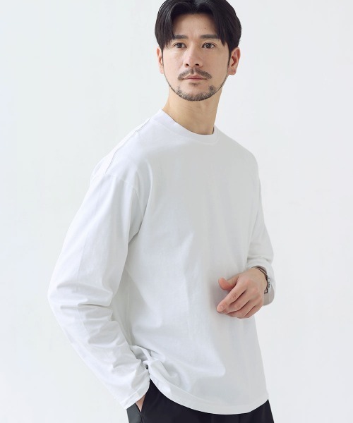 SPU（スプ）の「抗菌防臭シルケット風天竺長袖カットソー（Tシャツ/カットソー・メンズ・ホワイト/ブラック/アッシュブラウン/グレー・M/XL/L）」の8枚目の写真