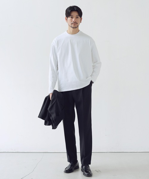 SPU（スプ）の「抗菌防臭シルケット風天竺長袖カットソー（Tシャツ/カットソー・メンズ・ホワイト/ブラック/アッシュブラウン/グレー・M/XL/L）」の10枚目の写真