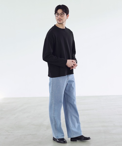 SPU（スプ）の「抗菌防臭シルケット風天竺長袖カットソー（Tシャツ/カットソー・メンズ・ホワイト/ブラック/アッシュブラウン/グレー・M/XL/L）」の18枚目の写真