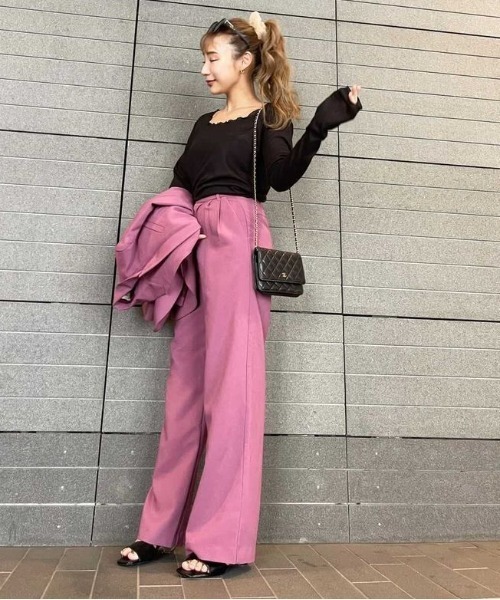 ROYAL PARTY(ロイヤルパーティー)の「タックワイドパンツ(その他パンツ・レディース・ベージュ/ピンク/ブラック/チェック・FREE)」の10枚目の写真