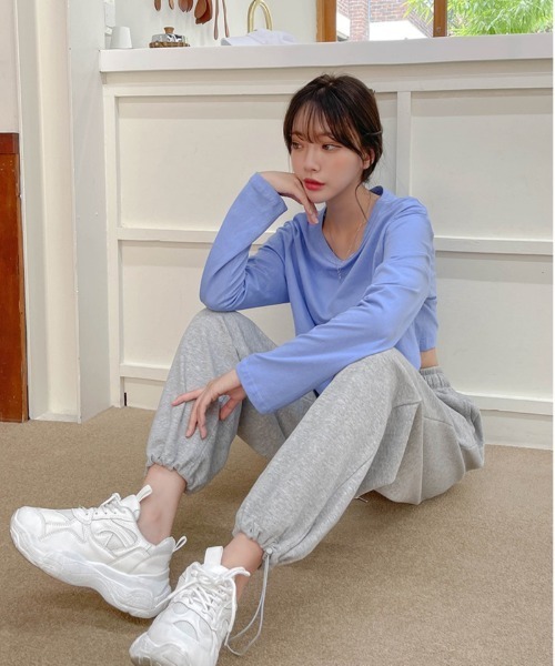 SONA（ソナ）の「SONYUNARA ワイドトレーニングパンツ（スウェットパンツ・レディース・ライトグレー/グレー・FREE）」の13枚目の写真