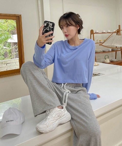 SONA（ソナ）の「SONYUNARA ワイドトレーニングパンツ（スウェットパンツ・レディース・ライトグレー/グレー・FREE）」の6枚目の写真