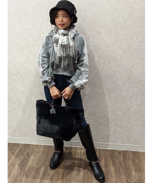 axes femme（アクシーズファム）の「レター刺繍デニムパギンス（デニムパンツ・レディース・ブラック/インディゴブルー・LARGE/MEDIUM/SMALL）」の2枚目の写真