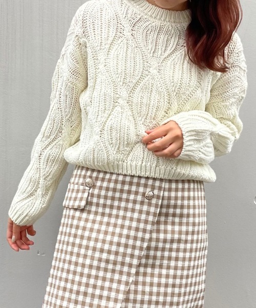 セール Titty Co Petit 透かし編みドロップショルダーニット ニット セーター Titty Co Petit ティティーアンドコープチ のファッション通販 Zozotown