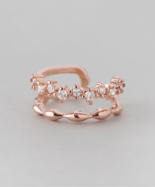 ANEMONE(アネモネ)の「ビジュー×メタル2連風イヤーカフ(イヤーカフ・レディース・ピンクゴールド/シルバー/ゴールド・FREE)」の7枚目の写真