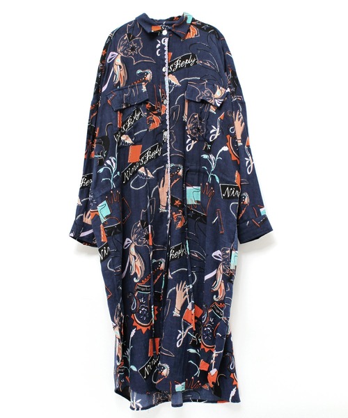 RNA(アールエヌエー)の「D1574 NINA'S REPLYシャツワンピース(シャツワンピース・レディース・ネイビー/オリーブ/レンガ・MEDIUM)」の4枚目の写真