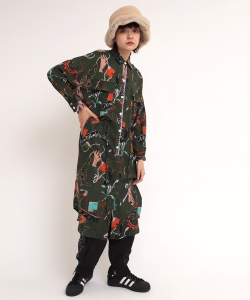 RNA(アールエヌエー)の「D1574 NINA'S REPLYシャツワンピース(シャツワンピース・レディース・ネイビー/オリーブ/レンガ・MEDIUM)」の11枚目の写真