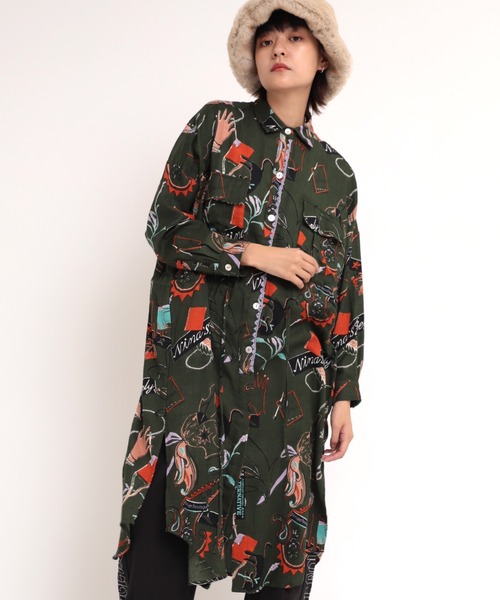 RNA(アールエヌエー)の「D1574 NINA'S REPLYシャツワンピース(シャツワンピース・レディース・ネイビー/オリーブ/レンガ・MEDIUM)」の10枚目の写真