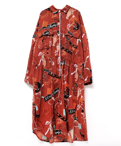 RNA(アールエヌエー)の「D1574 NINA'S REPLYシャツワンピース(シャツワンピース・レディース・ネイビー/オリーブ/レンガ・MEDIUM)」の6枚目の写真