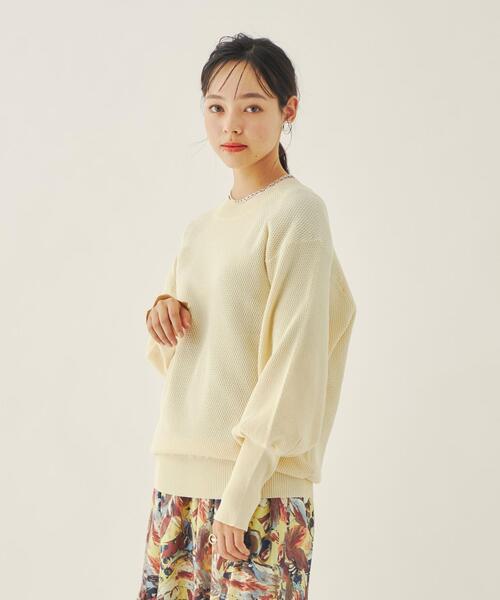 EMMEL REFINES(エメルリファインズ)の「<EMMEL REFINES(エメル リファインズ)>EM HW カノコ パフスリーブ ニット -ウォッシャブル-(ニット/セーター・レディース・ナチュラル/ライトピンク・FREE)」の13枚目の写真