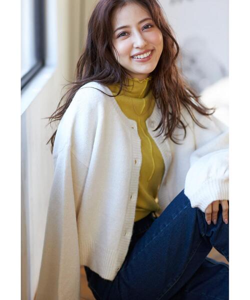 INGNI（イング）の「クルーネック／2WAYもちもちショートカーディガン（カーディガン/ボレロ・レディース・ピンク/イエロー/グリーン/アイボリー・M）」の2枚目の写真