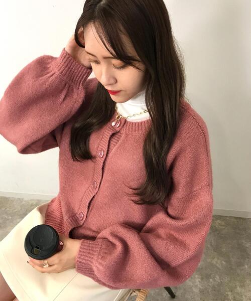 INGNI（イング）の「クルーネック／2WAYもちもちショートカーディガン（カーディガン/ボレロ・レディース・ピンク/イエロー/グリーン/アイボリー・M）」の10枚目の写真