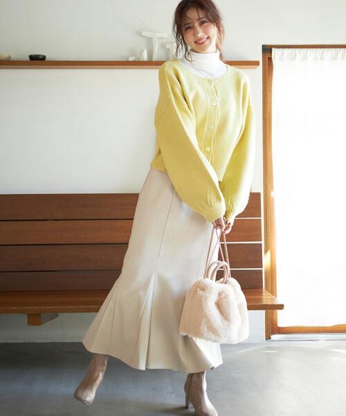 INGNI（イング）の「クルーネック／2WAYもちもちショートカーディガン（カーディガン/ボレロ・レディース・ピンク/イエロー/グリーン/アイボリー・M）」の11枚目の写真