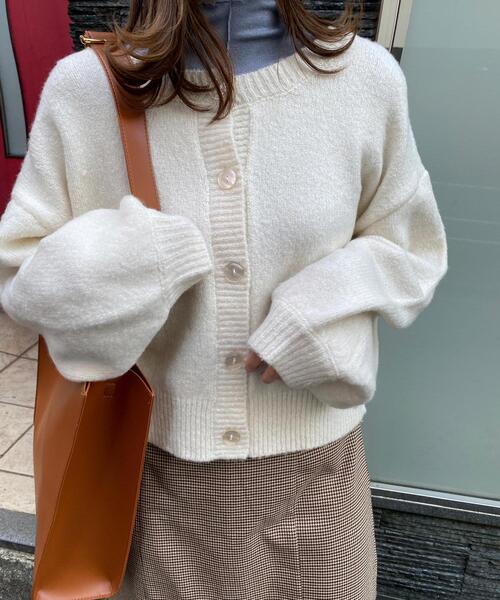 INGNI（イング）の「クルーネック／2WAYもちもちショートカーディガン（カーディガン/ボレロ・レディース・ピンク/イエロー/グリーン/アイボリー・M）」の14枚目の写真