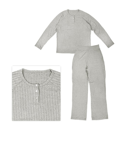 Fruit Of The Loom フルーツオブザルーム ルームウェア セットアップ レディース Lアパレル リブ ストレッチ 無地 部屋着 パジャマ やわらかい 女性