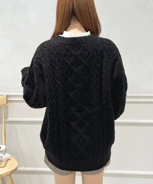 apres jour（アプレジュール）の「チュニックケーブルニット【ZOZOTOWN限定アイテム】（ニット/セーター・レディース・モカ/グリーン系その他/ブラック/アイボリー・X-LARGE/フリー）」の16枚目の写真