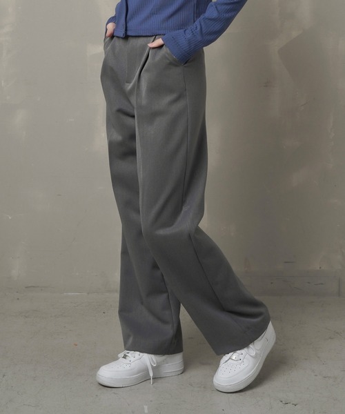 SPINNS(スピンズ)の「センタープレスワイドスラックスパンツ(スラックス・レディース・ブラック/ベージュ/チャコール・S/M)」の3枚目の写真