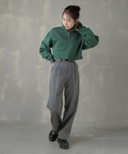 SPINNS(スピンズ)の「センタープレスワイドスラックスパンツ(スラックス・レディース・ブラック/ベージュ/チャコール・S/M)」の11枚目の写真