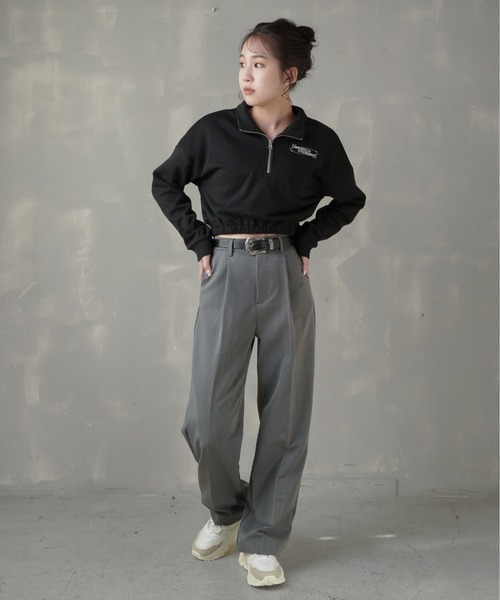 SPINNS(スピンズ)の「センタープレスワイドスラックスパンツ(スラックス・レディース・ブラック/ベージュ/チャコール・S/M)」の12枚目の写真