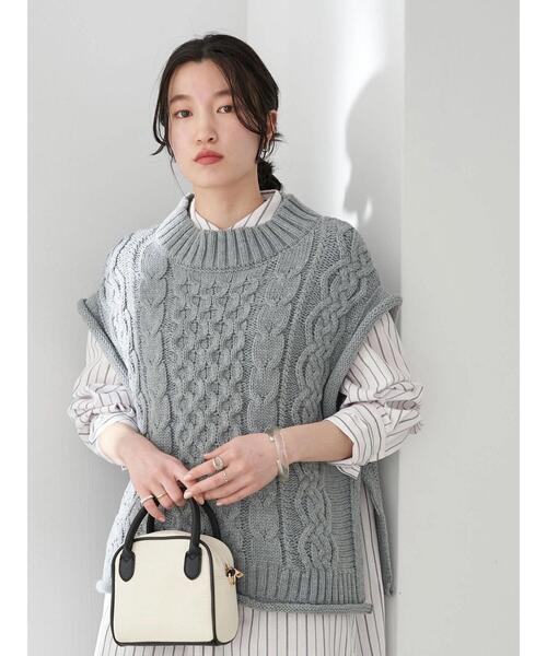 earth music&ecology（アースミュージックアンドエコロジー）の「ケーブルベスト＊（ベスト・レディース・ベージュ/杢グレー・FREE）」の5枚目の写真